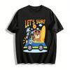 Kids Cute Surf Bear Print T-shirt Summer Casual Breathable Top For Boys Girls Beach Vacation Wear Pure Cotton T-shirt