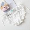 Lolita House Satin Size Milky Thick String Sexy Lace Cute Triangle Barely Sexy Cute Set of 3 Panties, M, White, Panties, Underwear, Women's Panties,