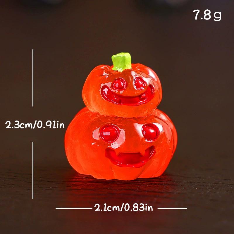 8 Stück Leuchtende Halloween Mikrolandschaft Miniaturfigur Harzhandwerk Mini Feengarten Ornament Kürbis Geist Dekoration