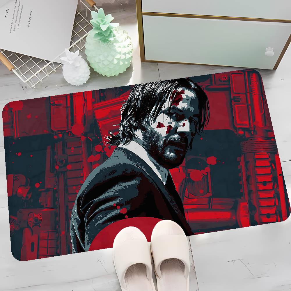1pc Classic J-john W-wick Movie Bathroom Mat Kids Room Bedroom Decoration Balcony Anti-Slip Doormat Living Room Welcome Rug