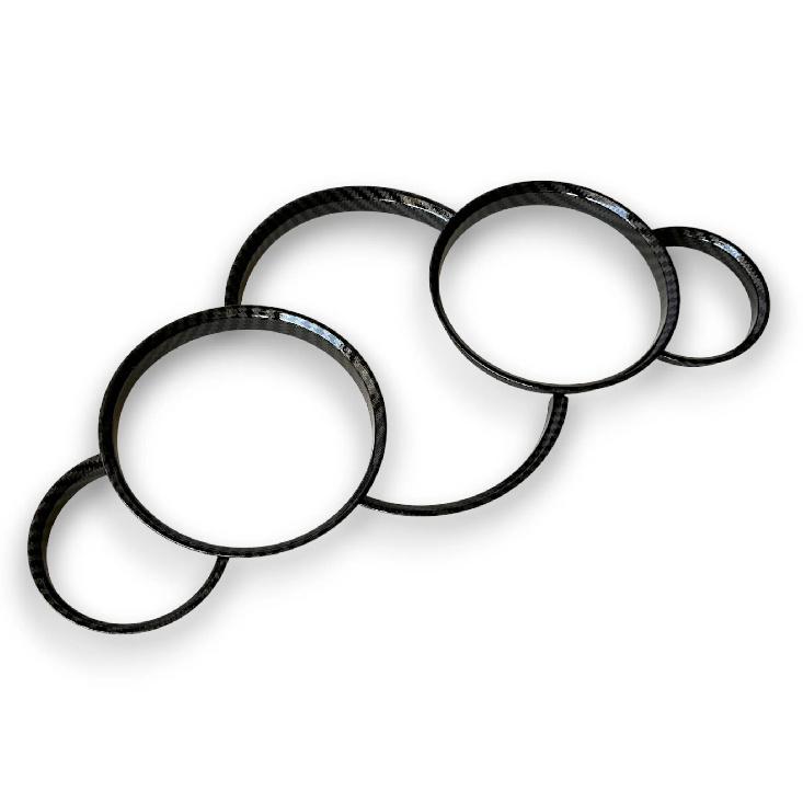 1 Set 5pc Gloss Carbon Fiber Style Dashboard Dial Gauge Rings Bezel Trim for Porsche Cayenne 955 957 9PA
