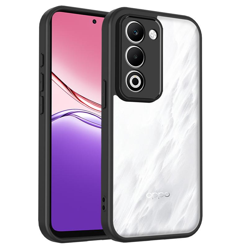 

Чехол для OPPO A5 4G 2025 CPH2727 Противоударный силиконовый бампер Прозрачная задняя панель Жесткий чехол Матовый чехол для телефона для OPPO A5 OppoA5 5G CPH2727 Pc + tpu&Oppo A5 4G чёрный