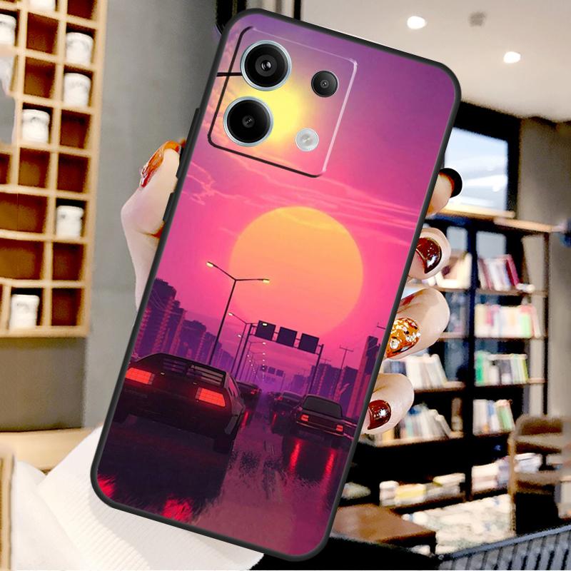 

Synthwave 80s Retro Car For Xiaomi Redmi Note 14 Pro 9 10 11 12 13 15 Pro Plus Case For Redmi 15 15C 14C 12C 10C 13C Redmi Note 10 4G