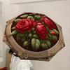1 Stück Rose in verziertem Rahmen Regenschirm mit Kunststoffgriff, Geeignet für alle Jahreszeiten Zuhause Reise Outdoor RegenschirmDD1239