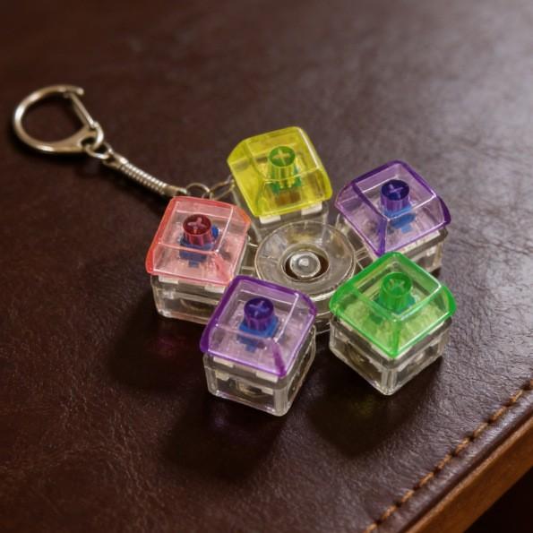 LED Light Keyboard Keychain Fidget Toy Clickable Button Stress Relief Portable Desk Accessory Office Decor Gift Anxiety Relief
