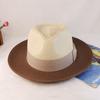 Panama Straw Hat Two-Color Splicing Sunshade Sunscreen Beach Hat Men'S And Women'S Summer Jazz Hat