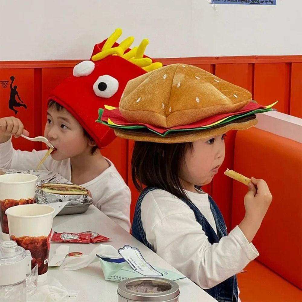 Cute Decorative Fries Hat Cartoon Photo Props Cap Gift Party Hamburger Hat  Halloween Party
