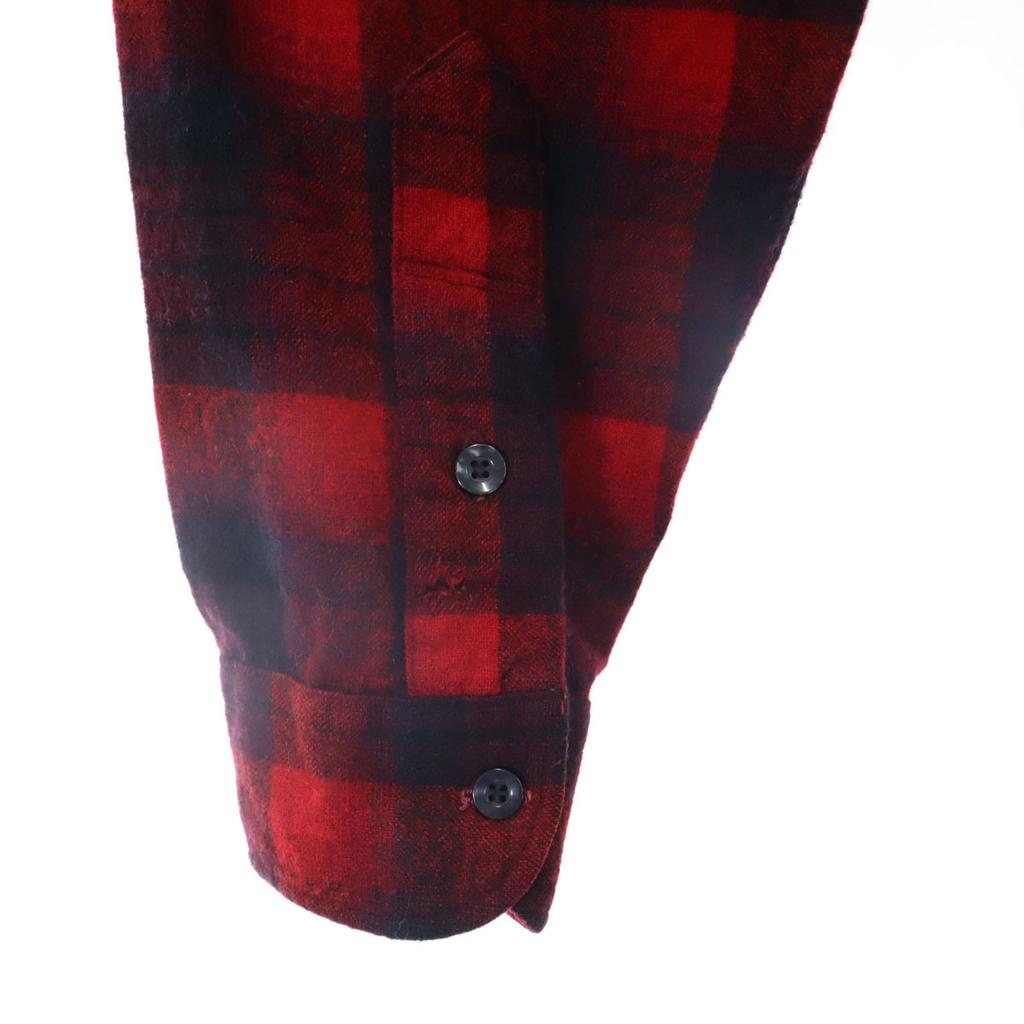PENDLETON 70s Made In USA Wool Vintage Check Pattern Long Sleeve Shirt 16 Men's Used