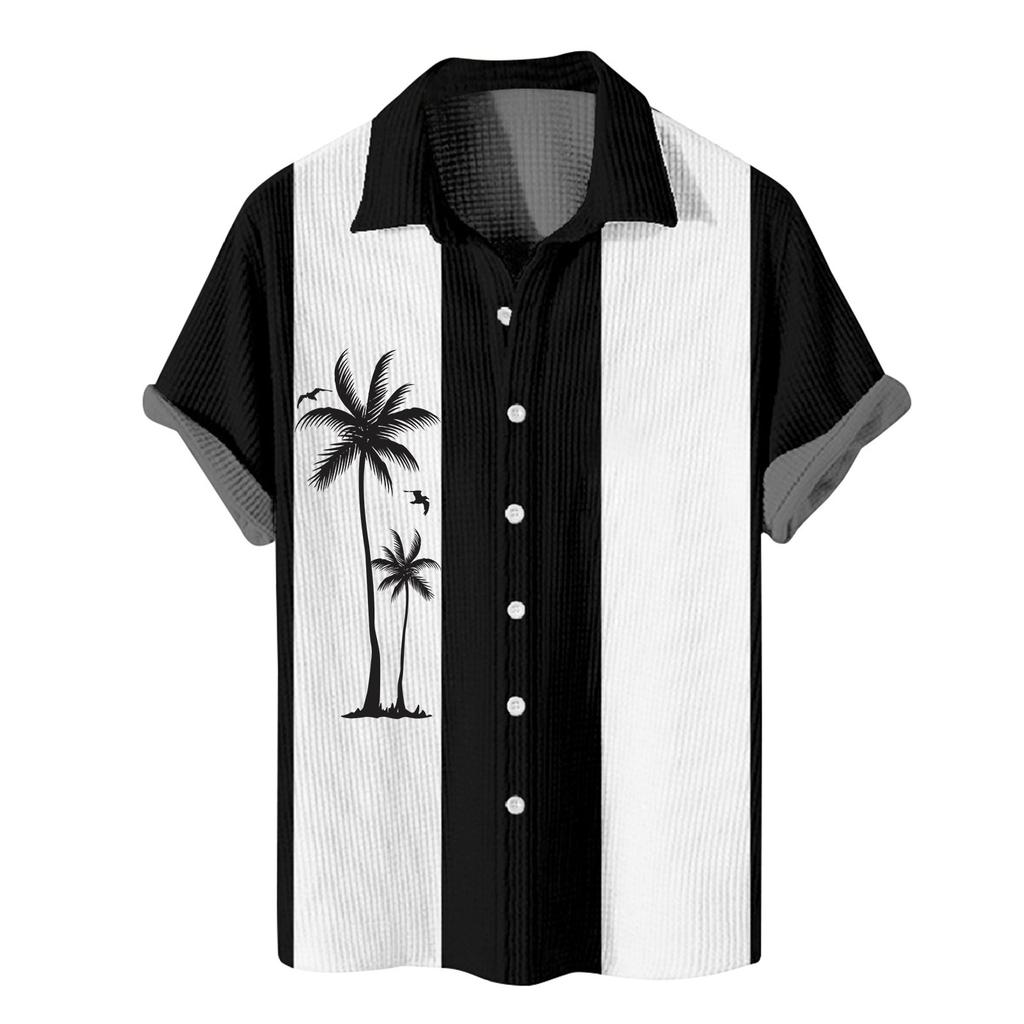 Chemises à manches courtes à boutons imprimés hawaïens pour hommes Chemises à manches courtes à la mode décontractée pour hommes