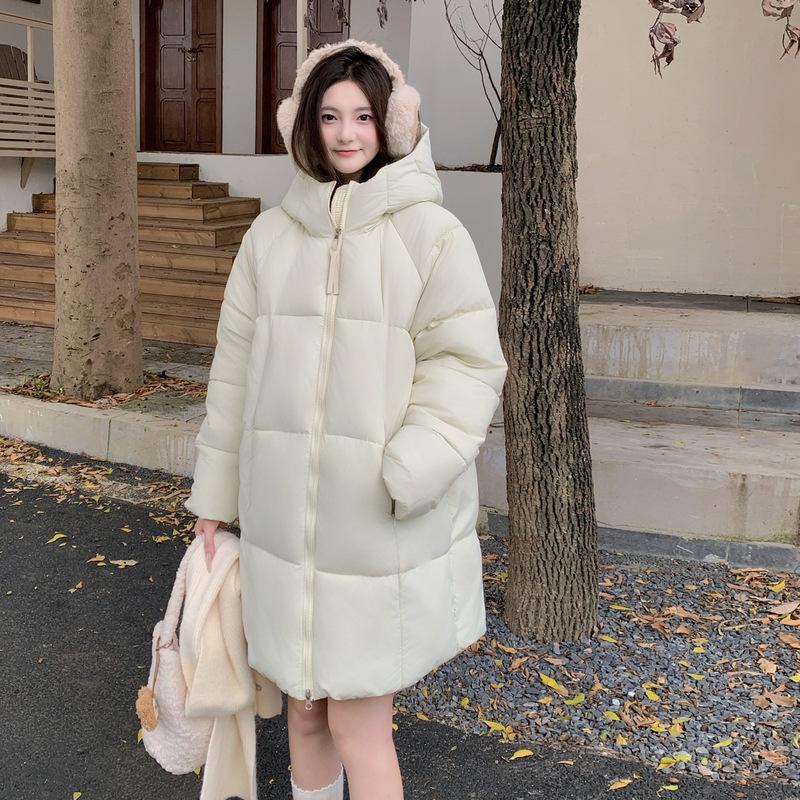 Hooded Down Cotton-padded Jacket Girls' Long New Padded Cotton-padded Jacket Bread Coat.