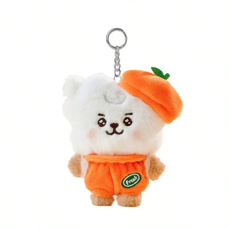 LINE FRIENDS BT21 Anime Kpop 12cm Cooky Shooky Plush Toy Y2K-Style Latest Arrival Cartoon Orange Plush Doll Backpack Keychain