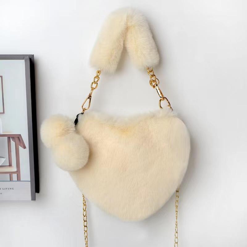 Winter new versatile love bag ball bag fluff bag women's autumn and winter handbag chain bag