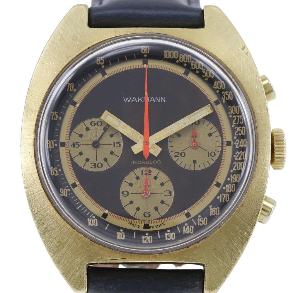 

WAKMANN INCABLOC Watches blackDial Stainless Steel/leather Hand Winding Chronograph mens Used