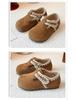 Girls' Winter Retro Fleece-Lined Non-Slip Birkenstock Loafers, Fashionable British Style