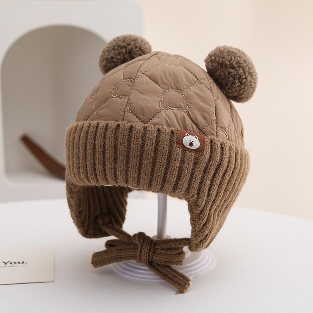 

Thickened Material Baby Ear Protection Hat Warm Fleece Pullover Hat Toddler Hat Autumn Season колір світло кави