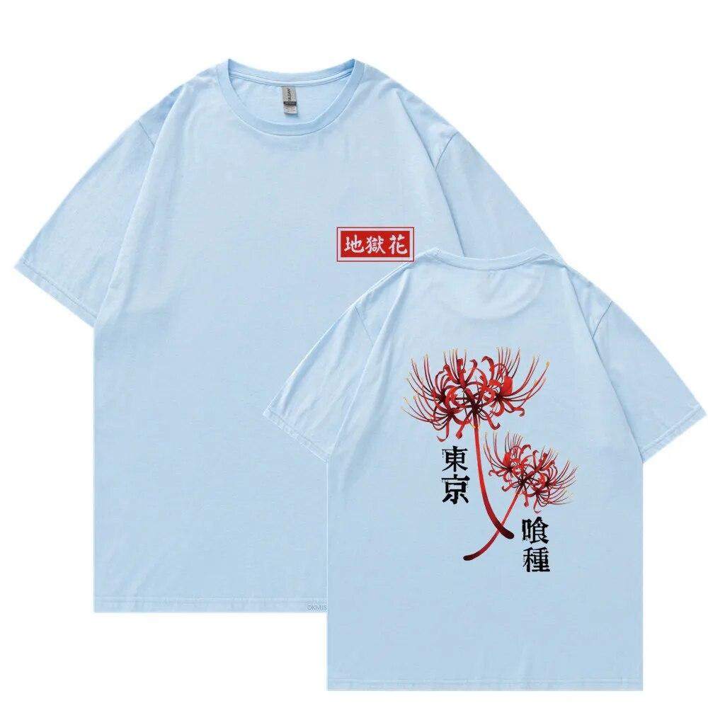 Anime Tokyo Ghoul Spider Lily T-shirt Unisex WoUnisex Cool Kane Kiken Graphic Print T-shirts Oversized Streetwear Couples Tees