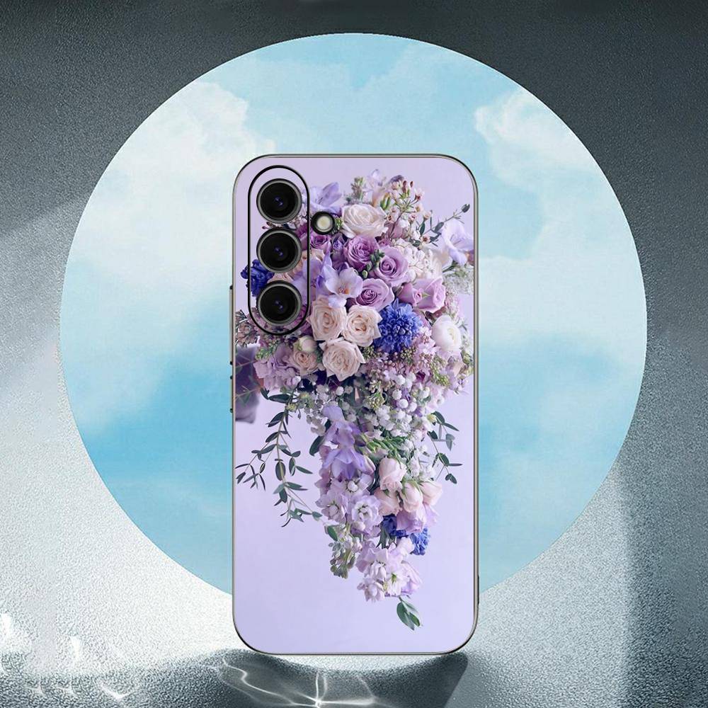 Elegant Pink Flower Peony For Samsung Galaxy S25 S24 S23 Ultra S22 S21 Plus S20 Black Soft Silicone Protective Case