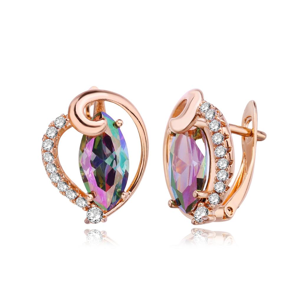 Orecchini a clip MINTHA Orecchini alla moda da matrimonio e da giorno Gioielli Orecchini in zirconia cubica per donne Orecchini color oro rosa