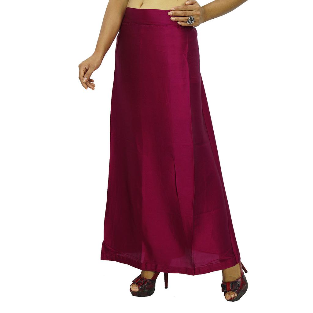 Indian Satin Silk Petticoat Bollywood Solid Inskirt Lining For Sari