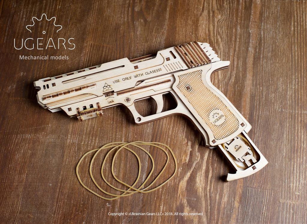 Ugears Handgun 70047 Wooden Puzzle Craft Model No Glue or Tools Required Adults and Children Wolf-01 - -