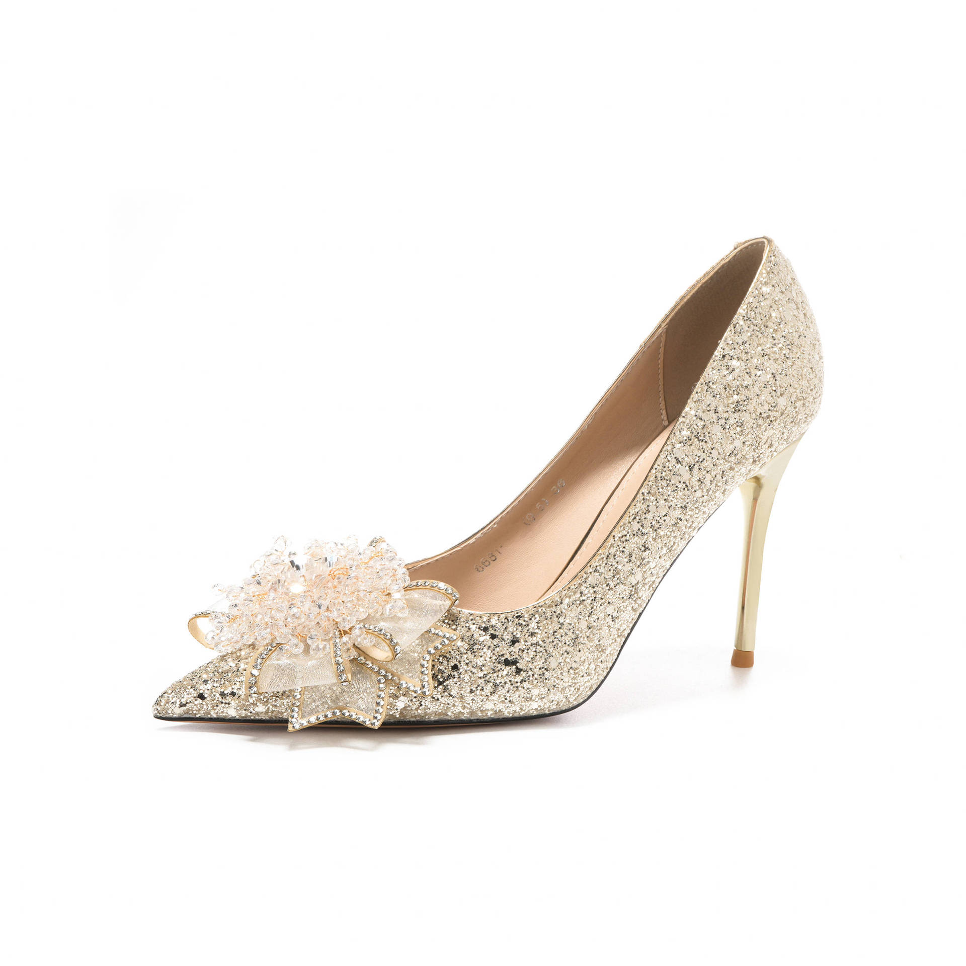 

Shiny Greit Appliqués Rhinestones Heels Prom Wedding Banquet Dresses Wedding Shoes 40