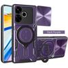 For Xiaomi Poco M6 4G Case Slide Lens Armor Phone Case For Poko Little M 6 Pocco M6 PocoM6 Car Magnetic Ring Holder Back Cover