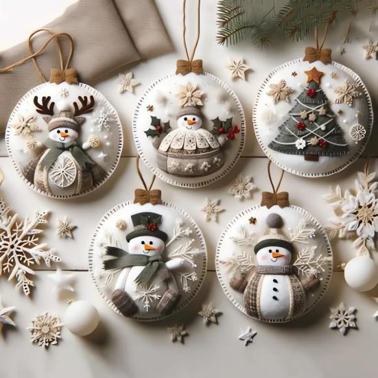 DIY Christmas Felt Patch Kit Holiday Craft Set with Pre-Cut Felts Sheet Handmade Fabric Sewing Crafting Supplies for Tree Home Decor