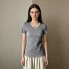 Summer New Shoulder Slim and Thin Collar Short-sleeved Shirt Women's Casual Versatile White Round Neck American Top Clothing