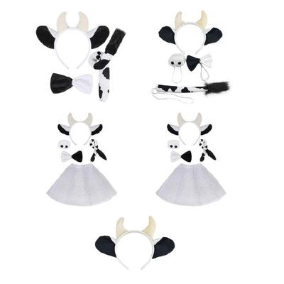 Costume da Animale Mucca Include Cerchietto Coda Papillon Naso Gonna Halloween Costume da Gioco di Ruolo Animale Accessorio per Bambino Adulto