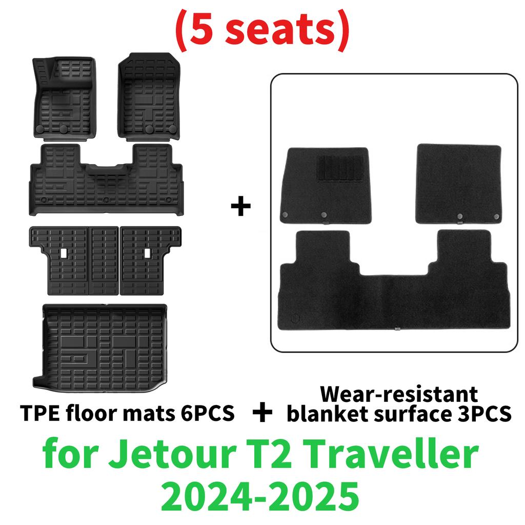 for Jetour T2 Traveller 2025 2025 Custom TPE floor Mats Full Set Eco-Friendly Waterproof All-Weather Floor Liners Accessories