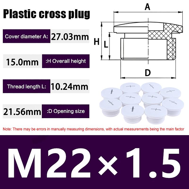 10Pcs Cross Shaped Plastic Plugs Nylon Waterproof High Quality Threaded Hole Plugs M16X1.5 M18X1.5 M20X1.5 M22X1.5 M25X1.5