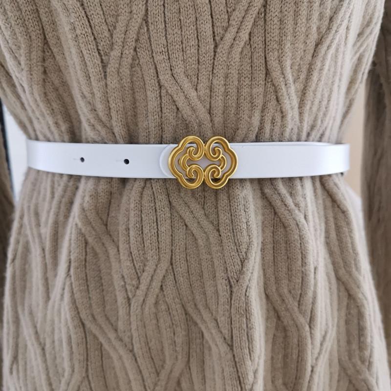 

Womens Genuine Leather Slim Waist Belt For Dress And Shirt Styling With Alloy Buckle For Casual Wear белый