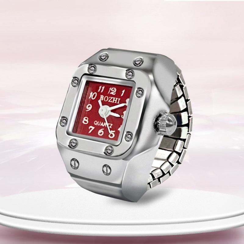 Vintage Punk Finger Watch Ring Mini Alloy Watches Couple Rings Jewelry Clock Retro Roman Quartz Watch Rings Women Men