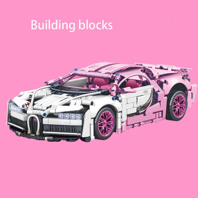 

pink Technical Racing Sport Car 1:14 Model Building Blocks City Mechanical Speed Vehicle Supercar Brick Puzzle Toys Kid Adult Gi With box