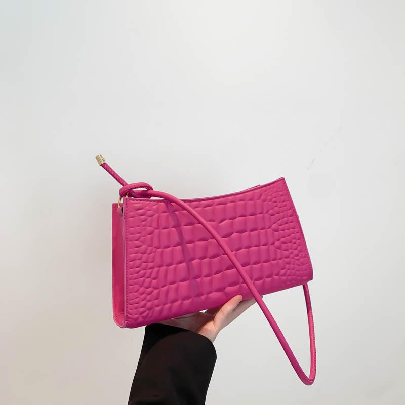 Trendy Black Khaki Rose Red Green White Pu Underarm Bag Versatile Daily Use Small Square Handbag