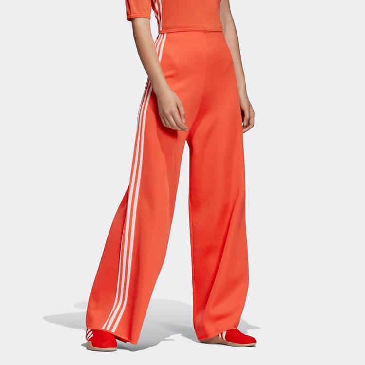 Adidas Originals Three Stripes Wide Leg Casual Pants Women Bottoms Red DU7871