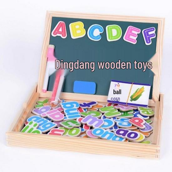 Multifunctional Children's Educational Wooden Puzzle: Magnetic Pinyin Letters & Drawing Board