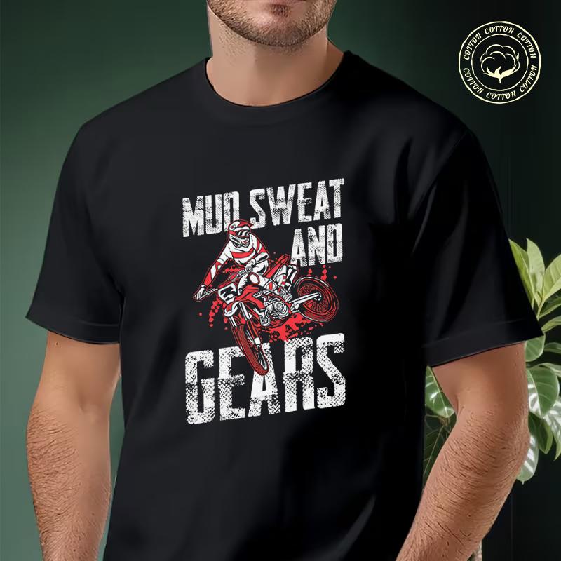 Mud Sweat And Gears Men's Moto T Shirt Casual Dress High Quality Mens Cotton Round Neck Short S