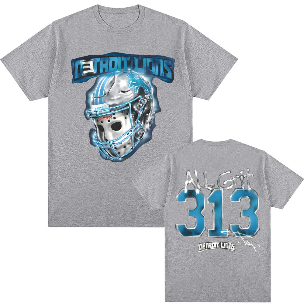 EMINEM X DETROIT LIONS ALL GRIT T-SHIRT Eminem Zelfde Als Officiële Website 100% Katoen Hoge Kwaliteit T-shirt O-hals Dames Heren T-shirts