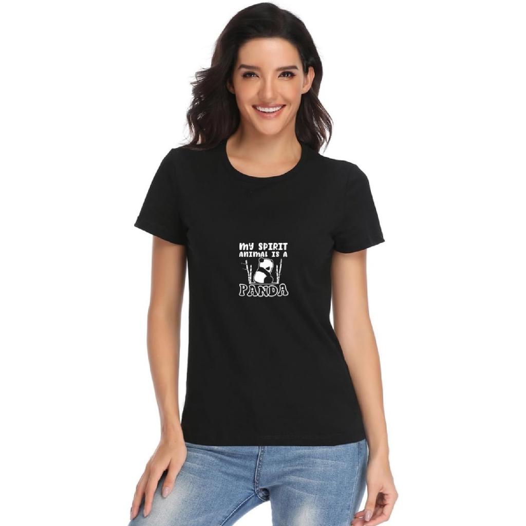 FANNOO Novelty T-Shirt for Women - Panda Graphic Print Tee Women's Cotton Tees Classic Short Sleeve Casual T Shirts