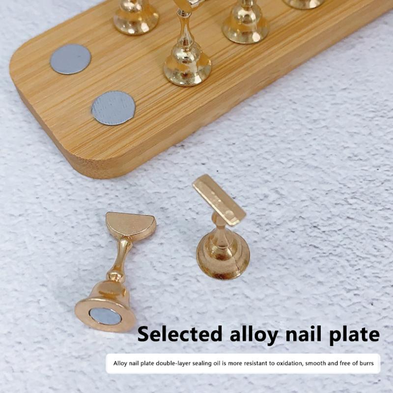 Porte-ongles magnétique double rangée Support d'exposition pour la pratique Vernis gel UV 10 Échecs Base en bois Étagère d'exposition Outil de manucure