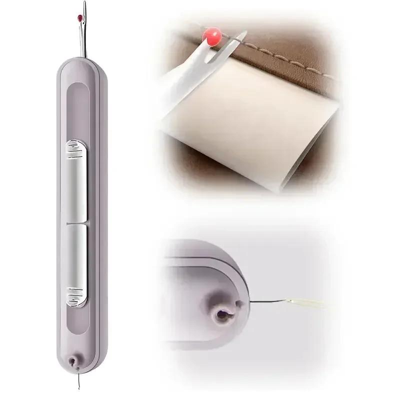2 in 1 Easy Threader Sewing Needle Threading Tool for Elderly Multifunction Hand Sewing Tool with Built-in Thread Cutter Ripper