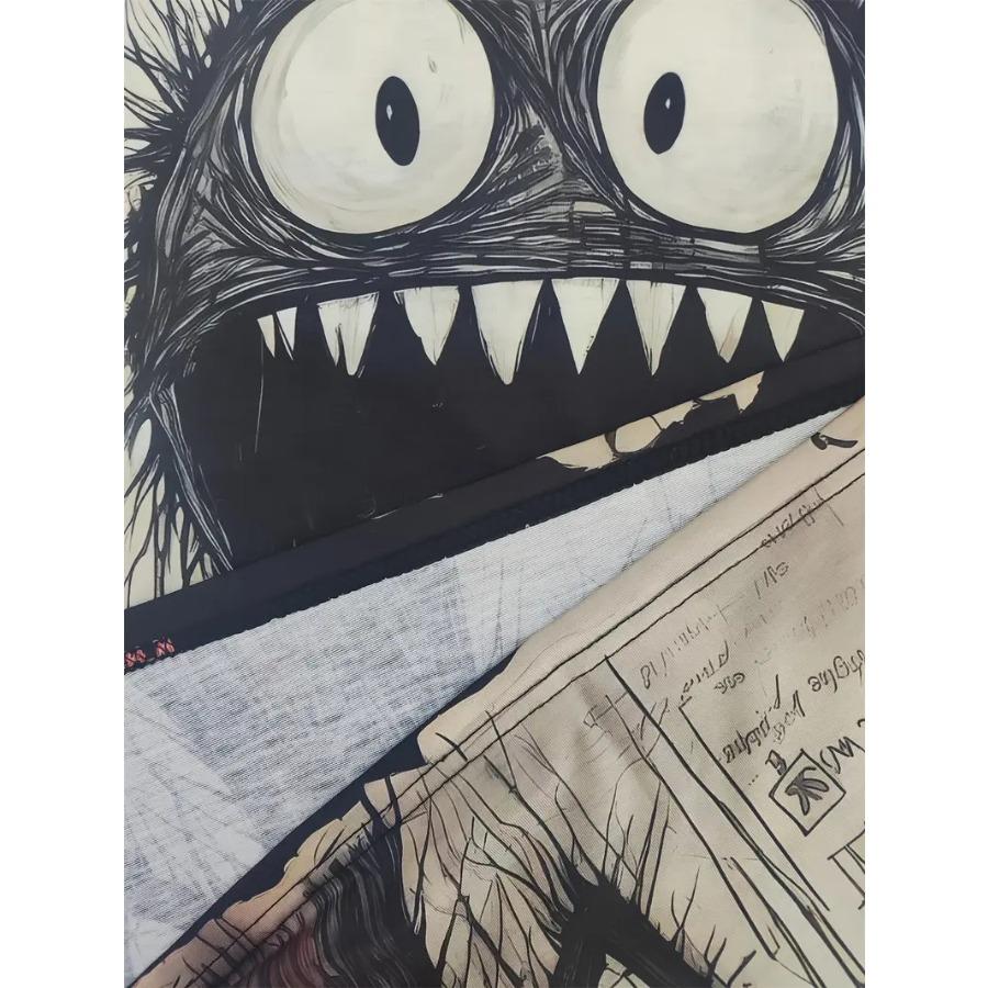 Tricou cu mânecă scurtă și gât rotund pentru bărbați cu animal dragon - Design îndrăzneț și inedit de roman grafic pentru bărbați, topuri de vară în stil outdoor