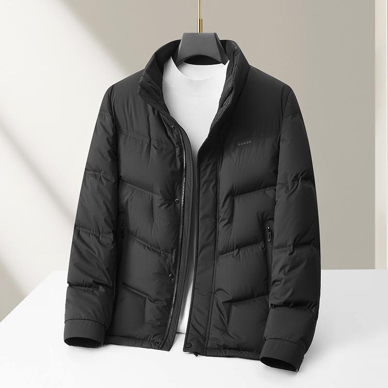 Mens Winter Down Jacket With Stand Collar Zipper Lightweight Warm Casual Outerwear 90% Duck