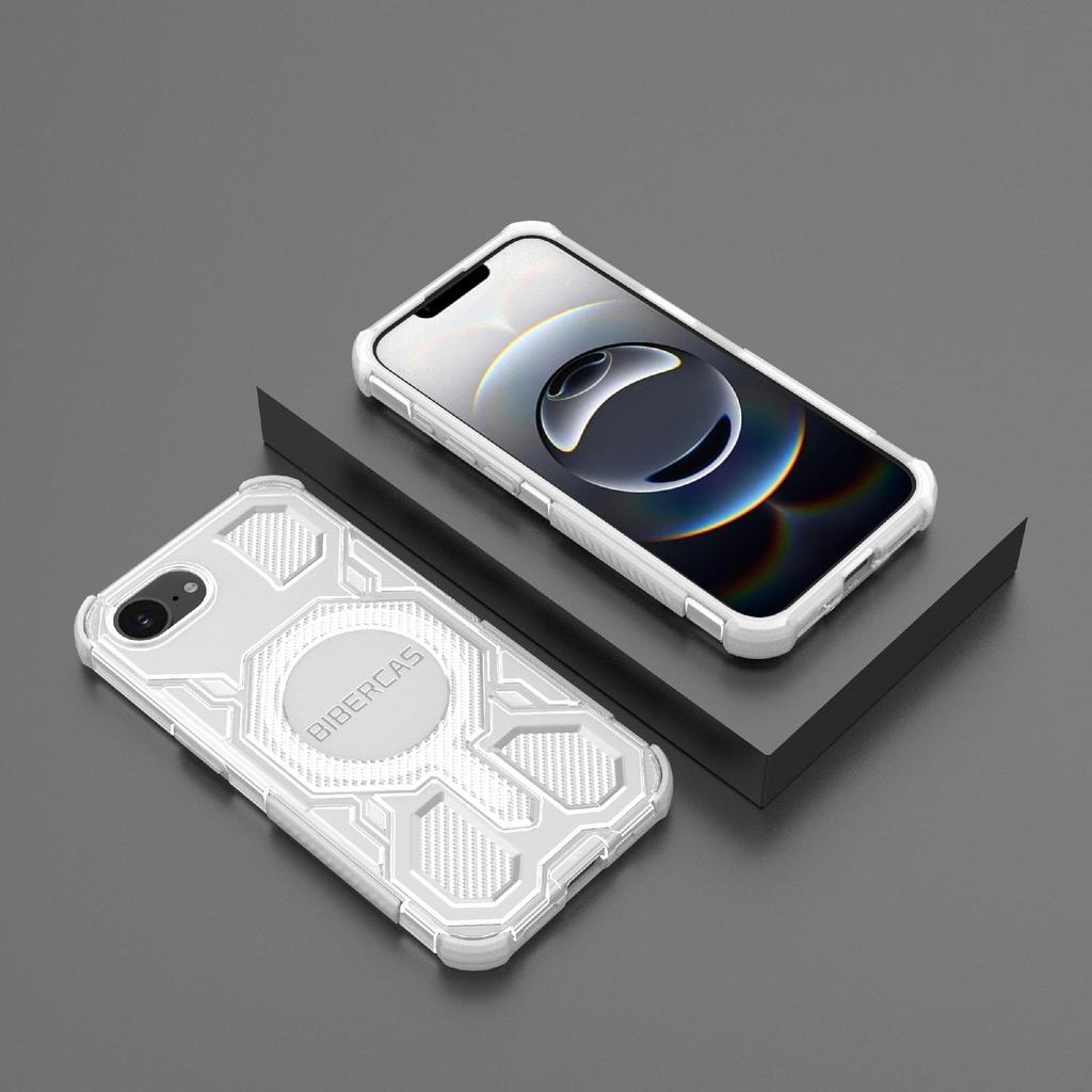 BIBERCAS J-16 Transparent Series For iPhone 16e Case Compatible with MagSafe TPU+PC Phone Cover