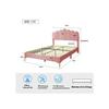 Lit double - MUVOE - 140 x 200 cm - Velours rose - Tête de lit réglable - 250 kg de charge