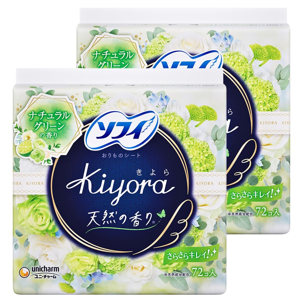 Sofy Kiyora Natural Green 72 pieces x 2 packs [Bulk Purchase] Scent, (unicharm Sofy)