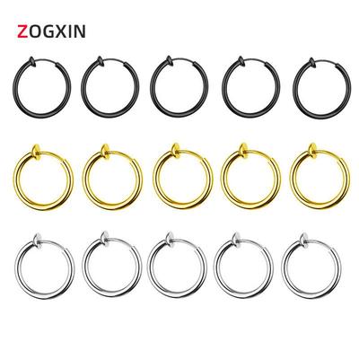 18K Edelstahl Unisex Ohrklemmen für nicht durchstochene Ohren, Hip Hop Stil Titanstahl Creolen