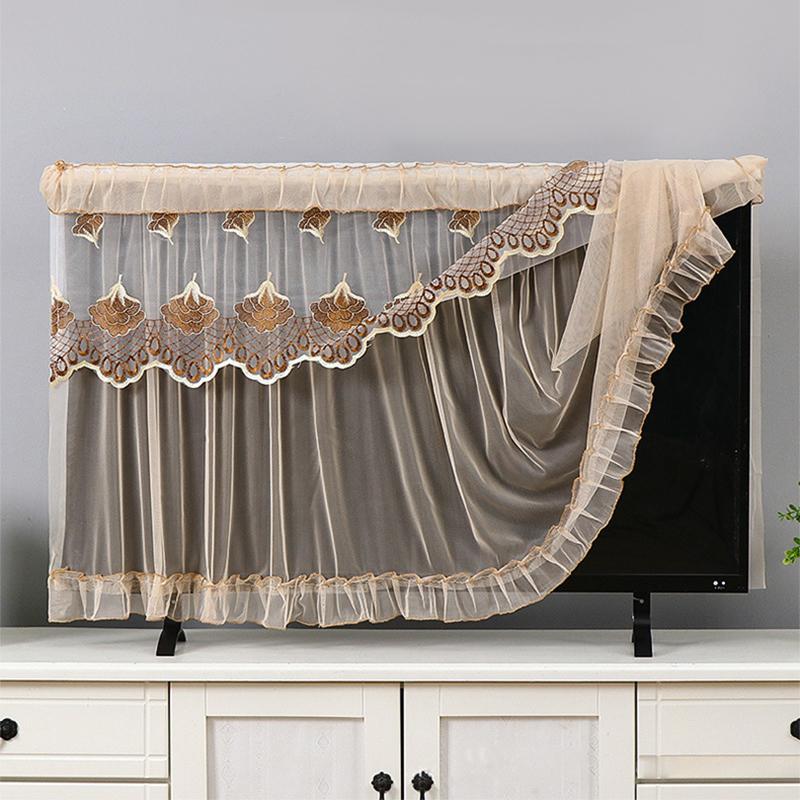TV Screen Monitor Protector Cover 55/60/65/70/75inch Television LCD Protector Lace Embroidery Dust Cover Home Decorations