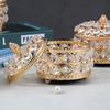 Iron Elegant Heart-shaped Mirrored Keepsake Box Handmade Sparkling Crystals Handheld Boxes Container